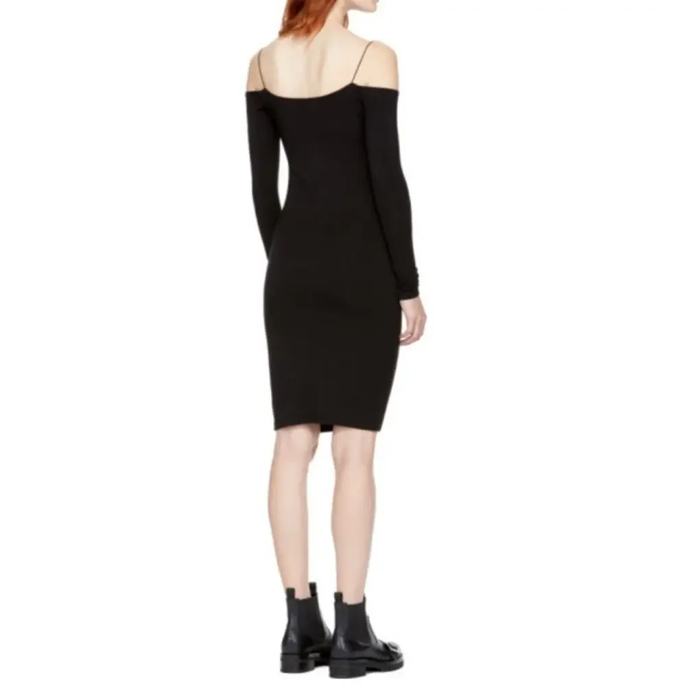 T by Alexander Wang Pink Long Sleeve Cut out Off the Shoulder Dress size Medium - Picture 4 of 7